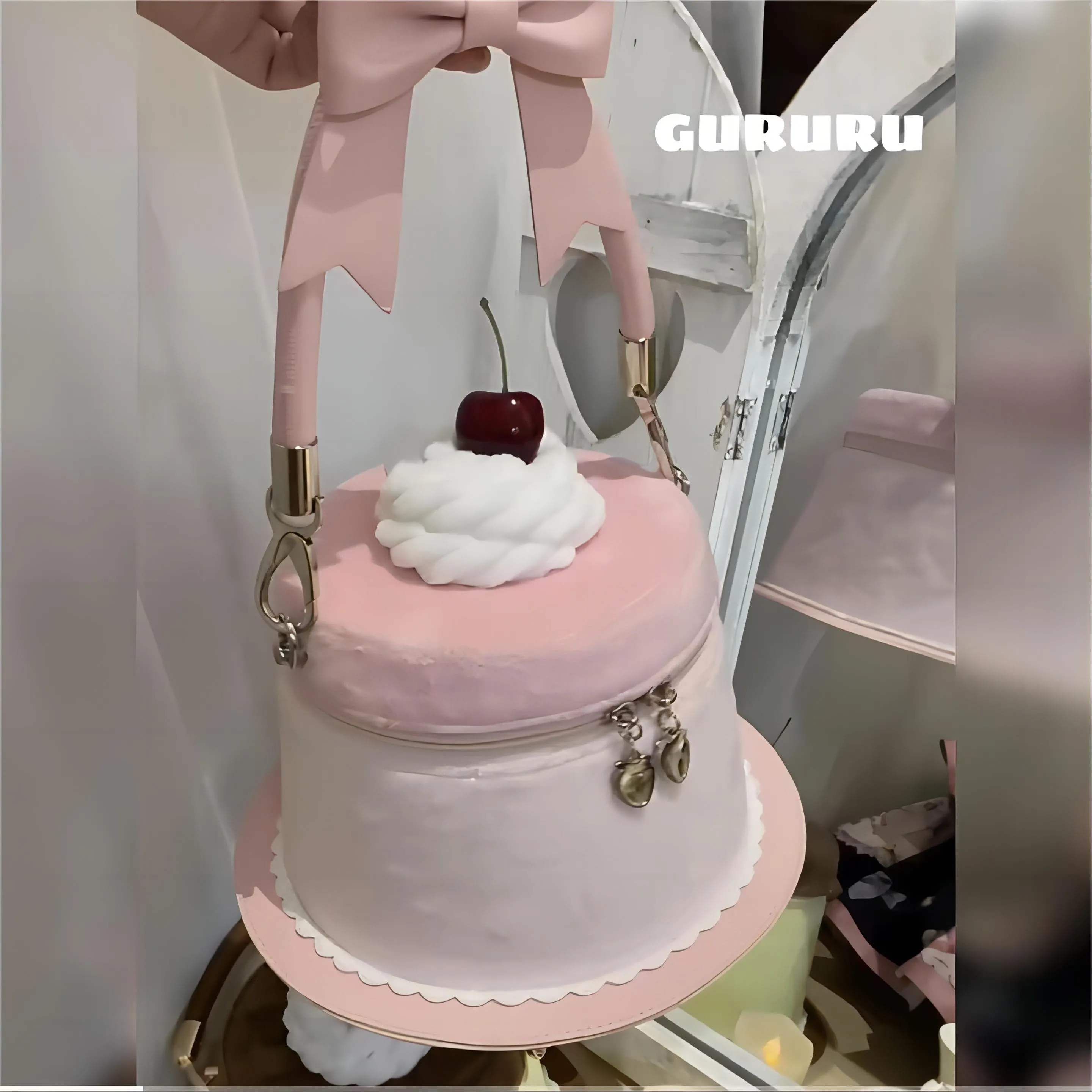 Pink Plush Strawberry Pudding Tote Bag
