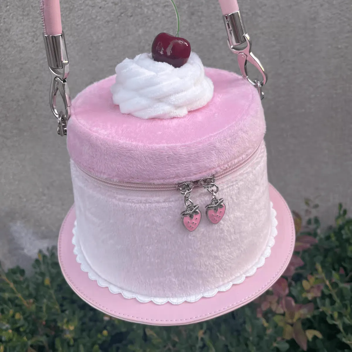 Pink Plush Strawberry Pudding Tote Bag