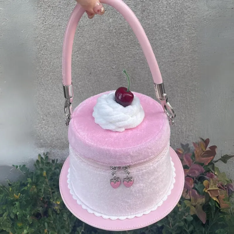 Pink Plush Strawberry Pudding Tote Bag