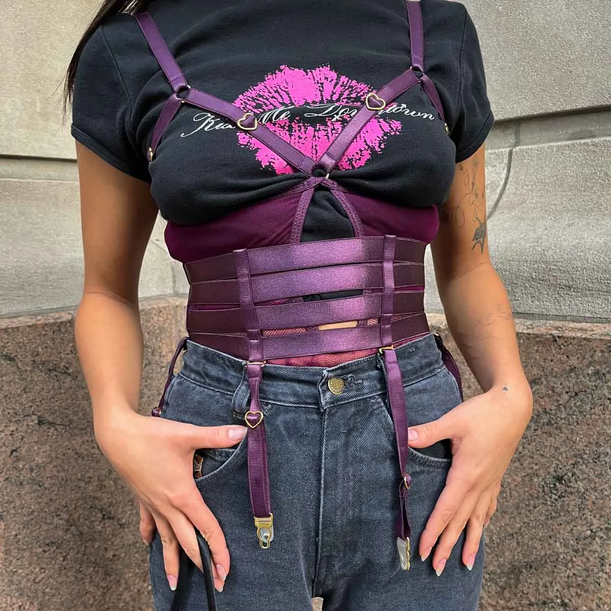 Plum Hearts of Venus Cupless Babydoll XS/S