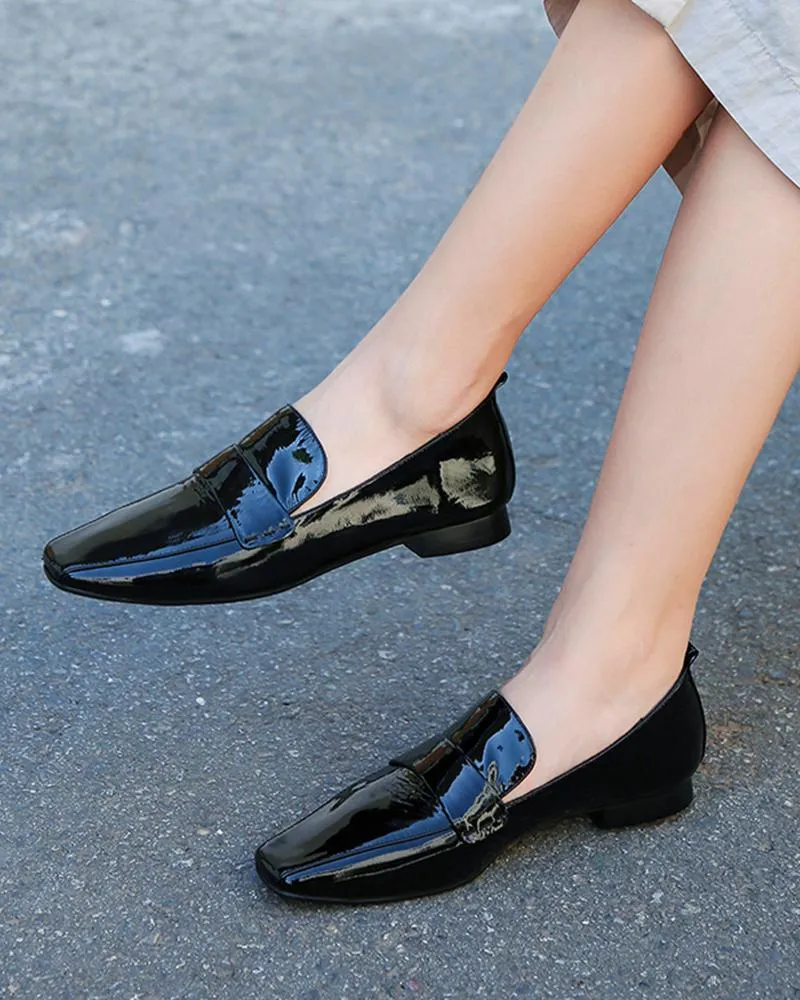 Polished Square Toe Chunky Loafers