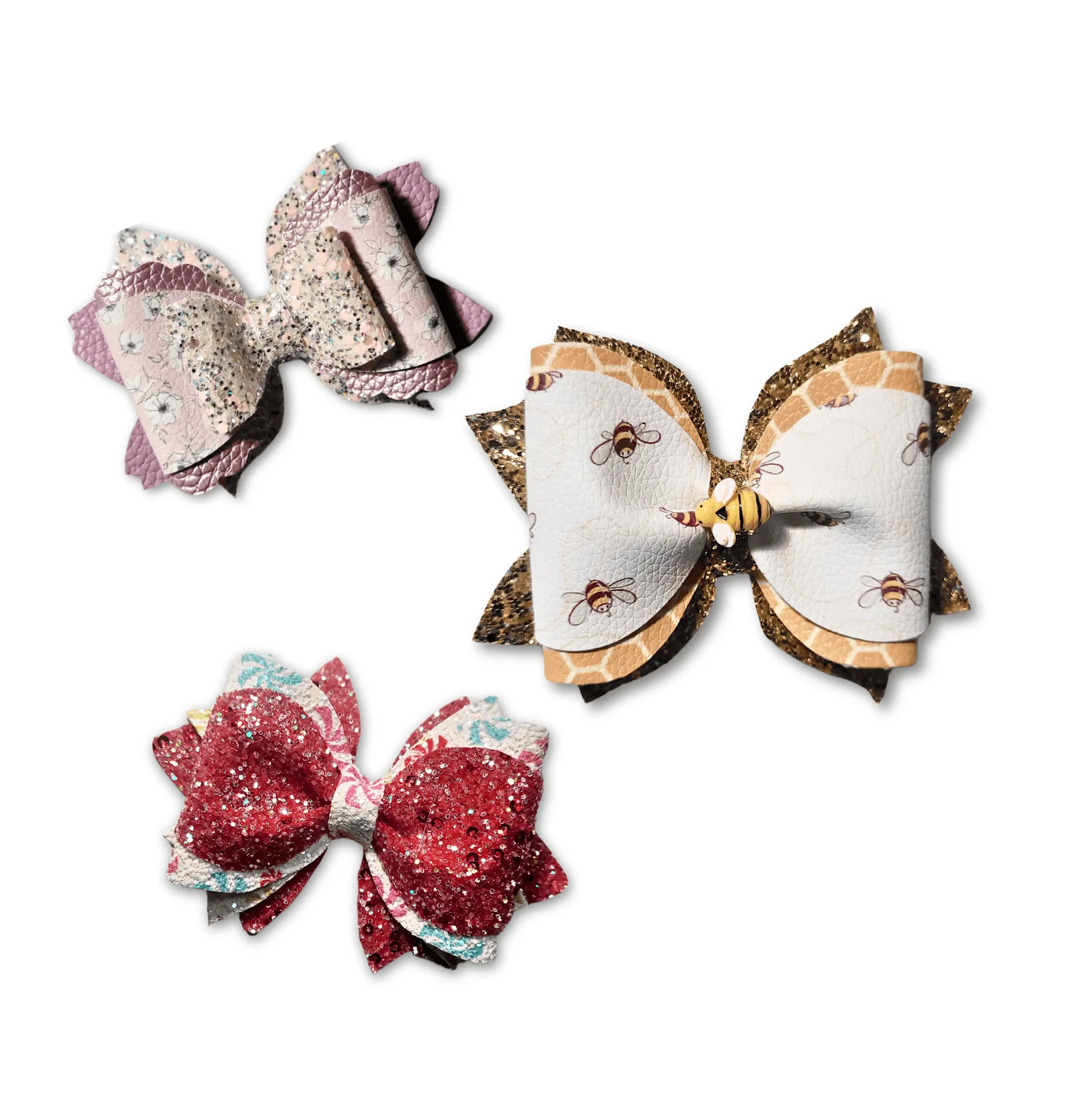 Purple Glitter Pinch Hair Bow