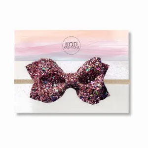 Purple Glitter Pinch Hair Bow