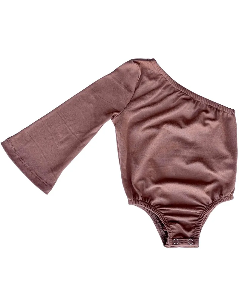 Reese One Shoulder Leotard - Dusty Cocoa