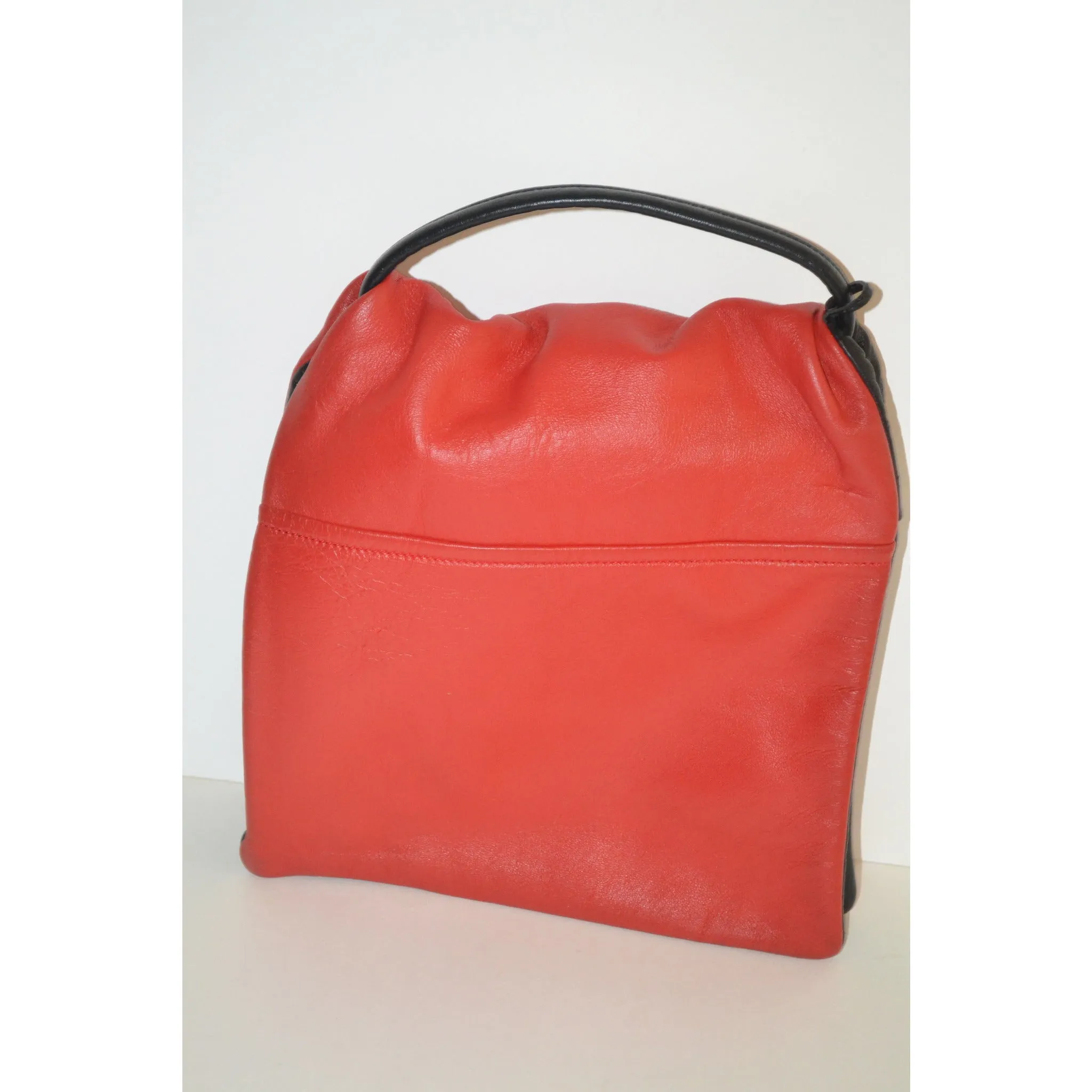Reversible Red & Black Leather Pouch Purse