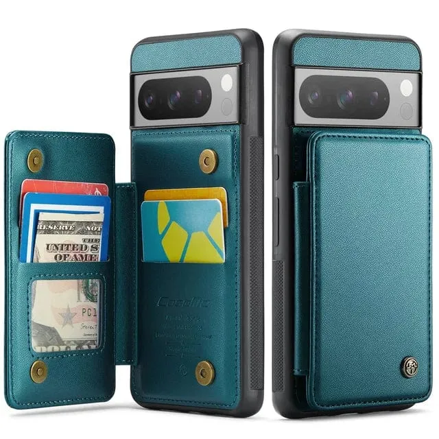 RFID Flip Leather Wallet Case For Google Pixel