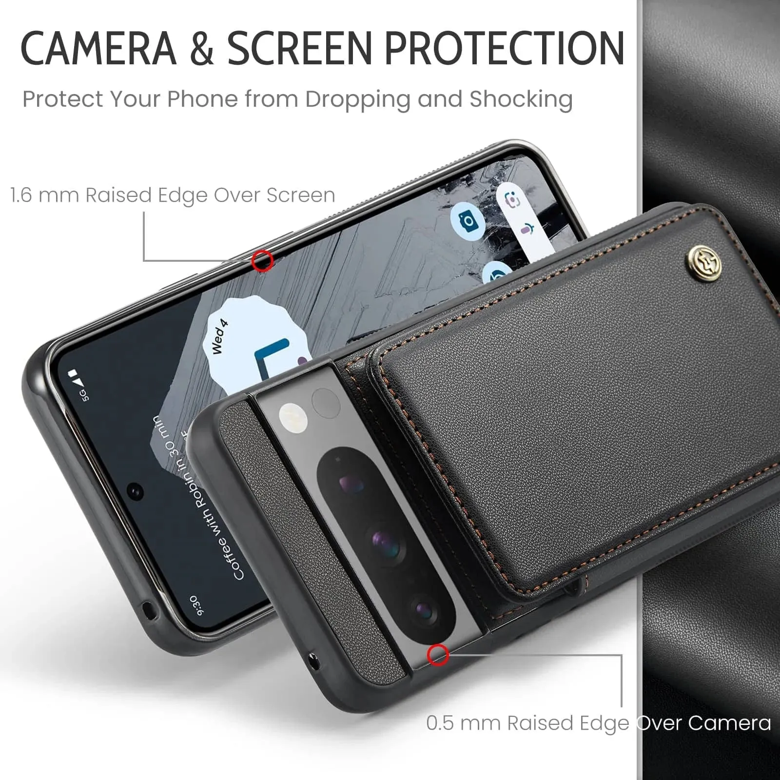 RFID Flip Leather Wallet Case For Google Pixel