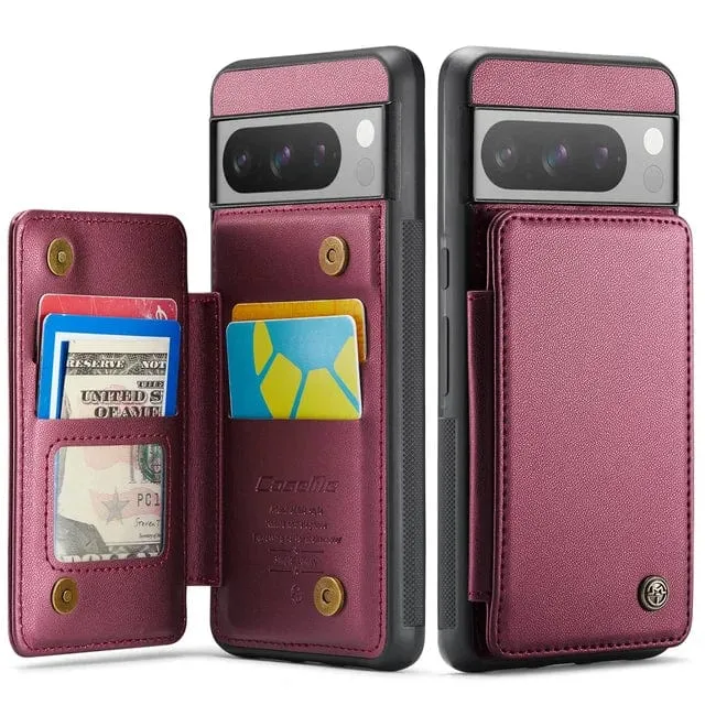 RFID Flip Leather Wallet Case For Google Pixel