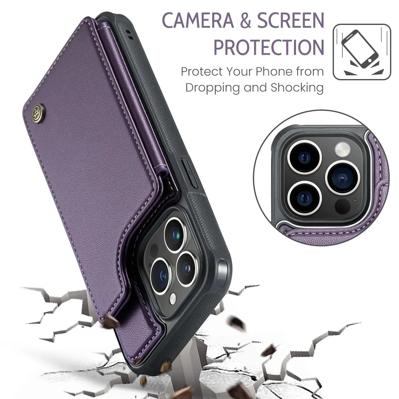 RFID Flip Leather Wallet Phone Case