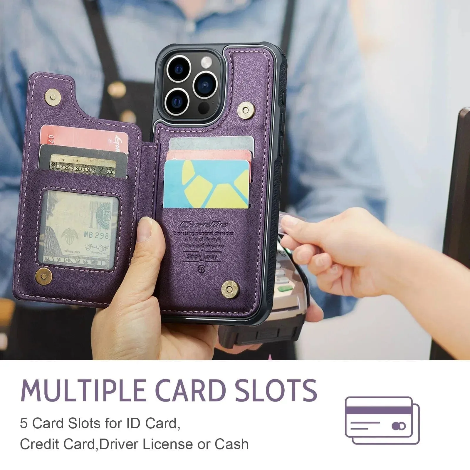RFID Flip Leather Wallet Phone Case