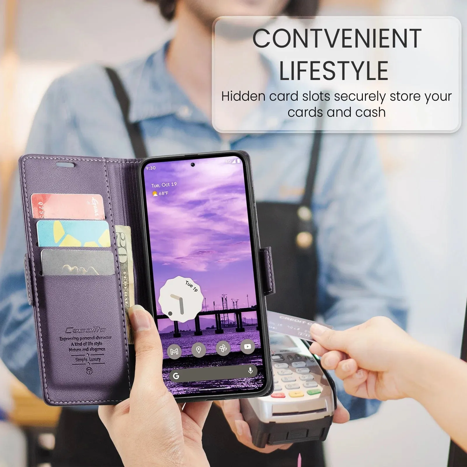 RFID Leather Card Holder Case For Google Pixel