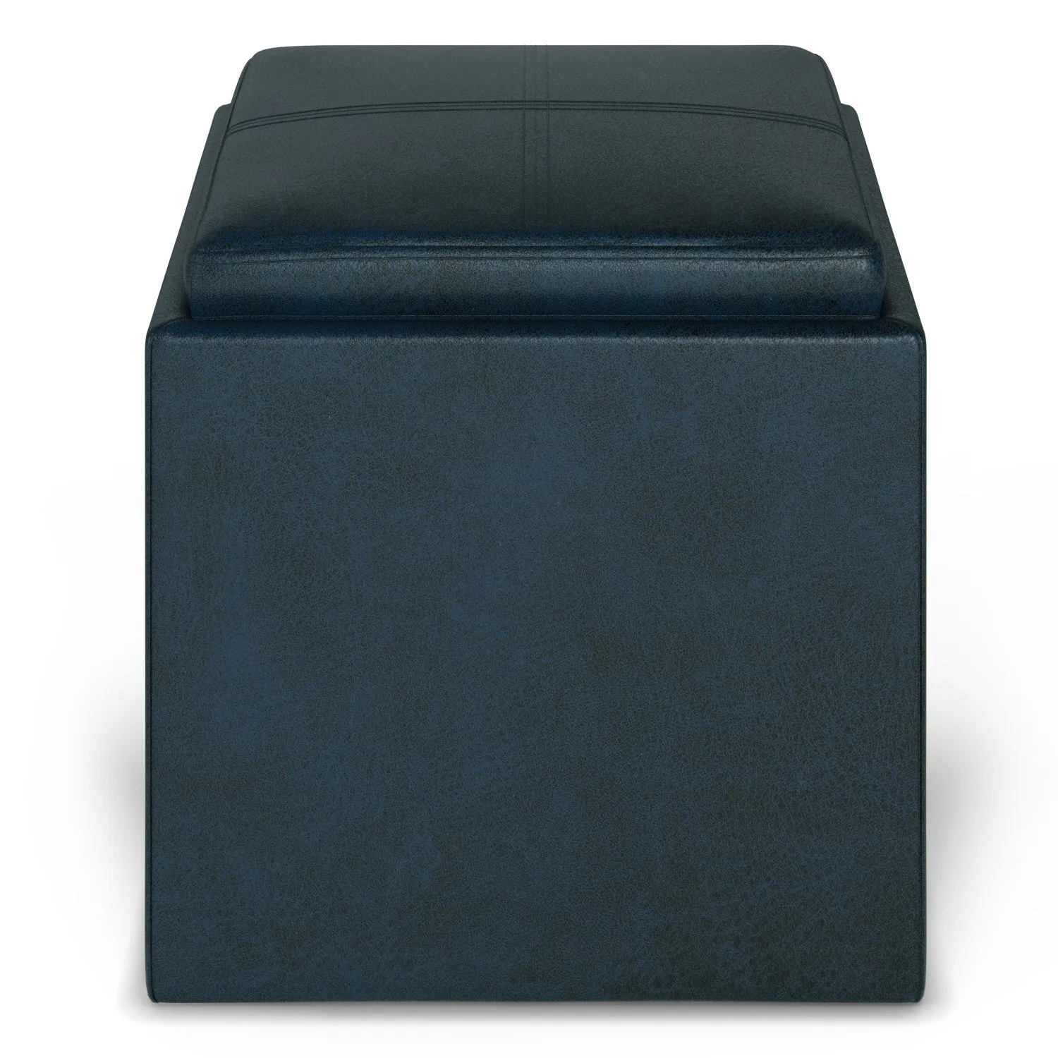Rockwood Cube Storage Ottoman in Distressed Vegan Leather