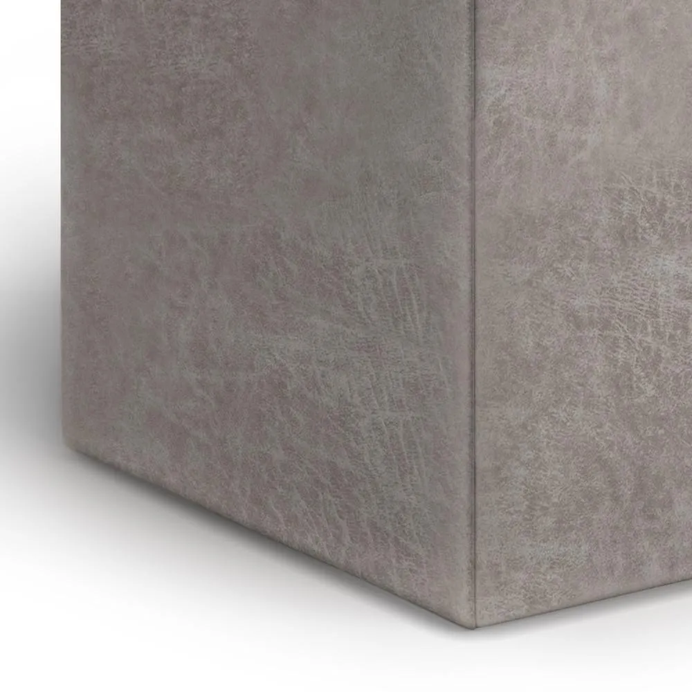 Rockwood Cube Storage Ottoman in Distressed Vegan Leather