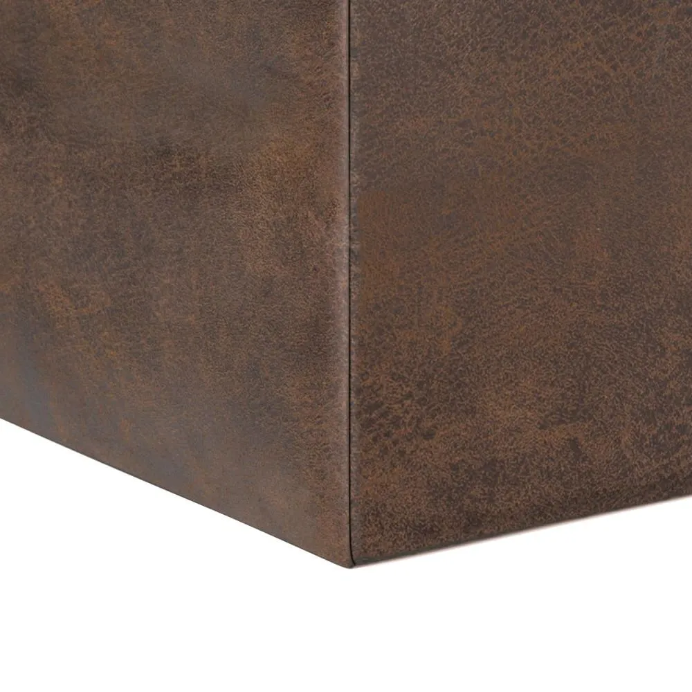 Rockwood Cube Storage Ottoman in Distressed Vegan Leather