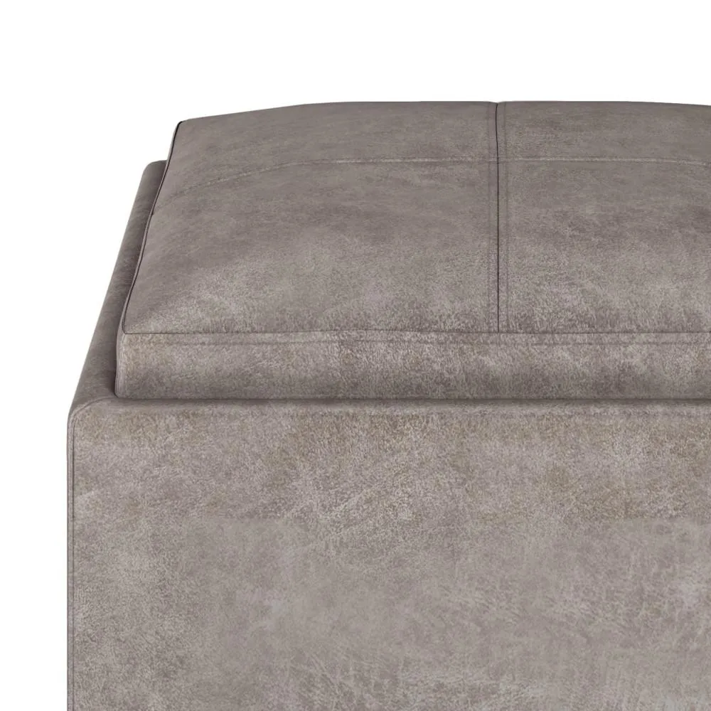 Rockwood Cube Storage Ottoman in Distressed Vegan Leather