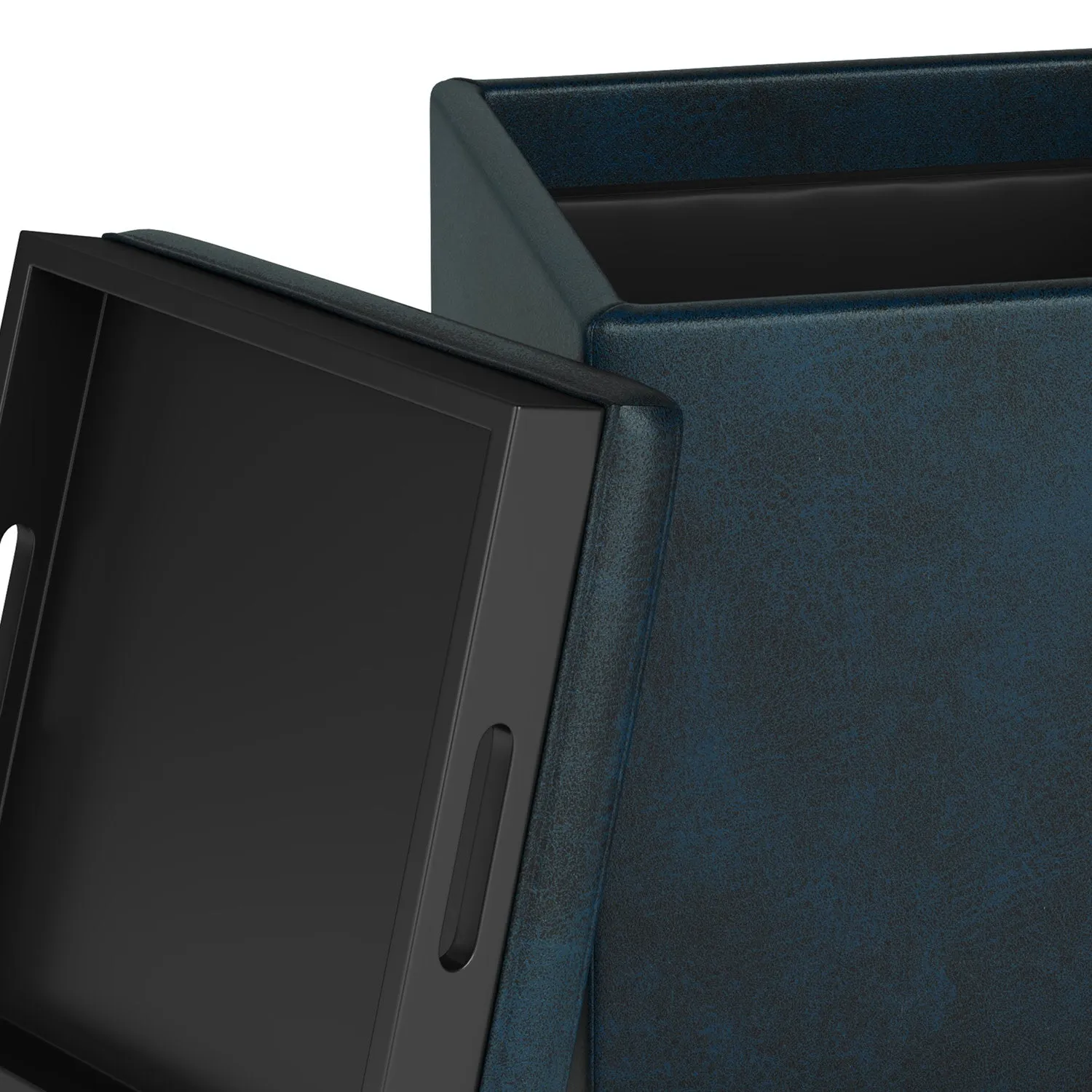 Rockwood Cube Storage Ottoman in Distressed Vegan Leather