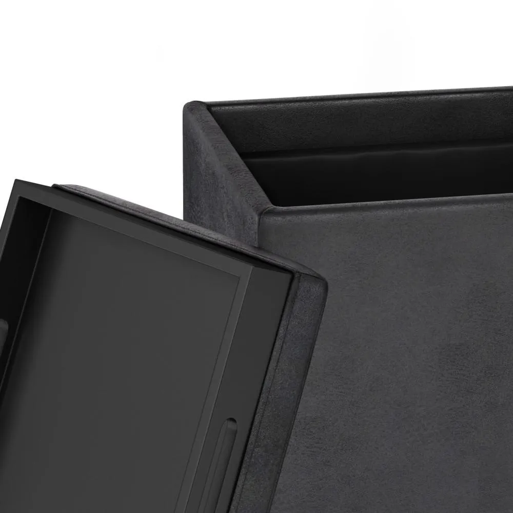 Rockwood Cube Storage Ottoman in Distressed Vegan Leather