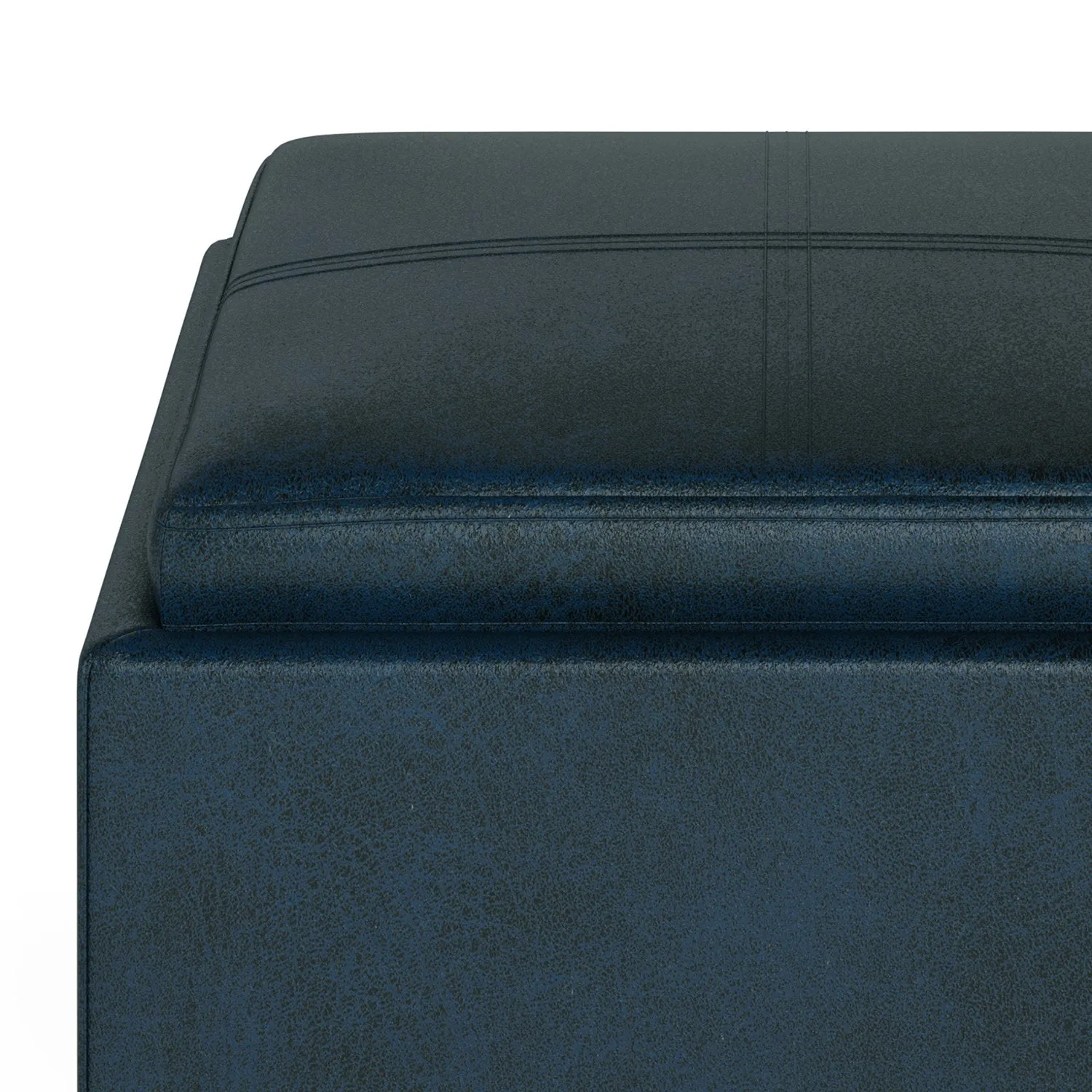 Rockwood Cube Storage Ottoman in Distressed Vegan Leather