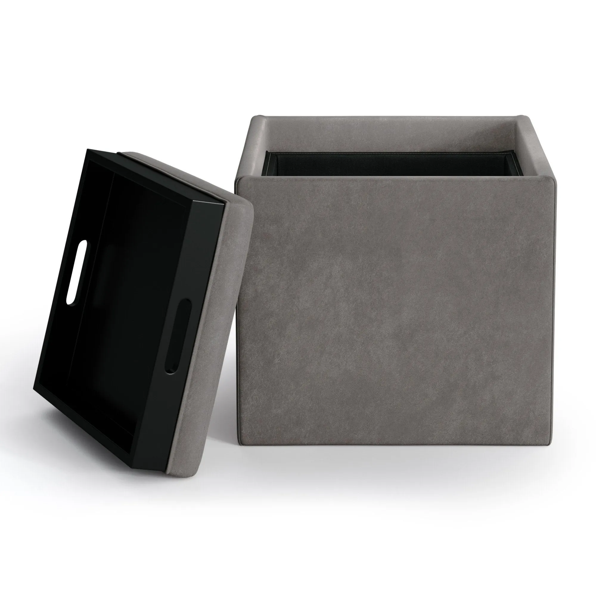 Rockwood Cube Storage Ottoman in Distressed Vegan Leather
