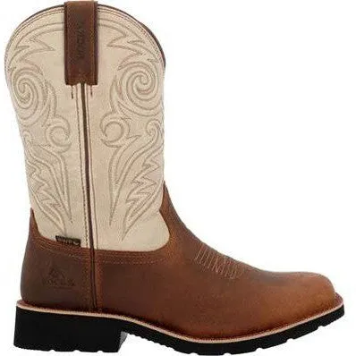 Rocky Men's Monocrepe 12" Soft Toe WP Western Classic Boot- Brown- RKW0440