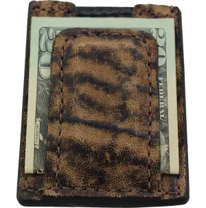 Rustic Brown Elephant Money Clip Wallet With Credit Card Slots
