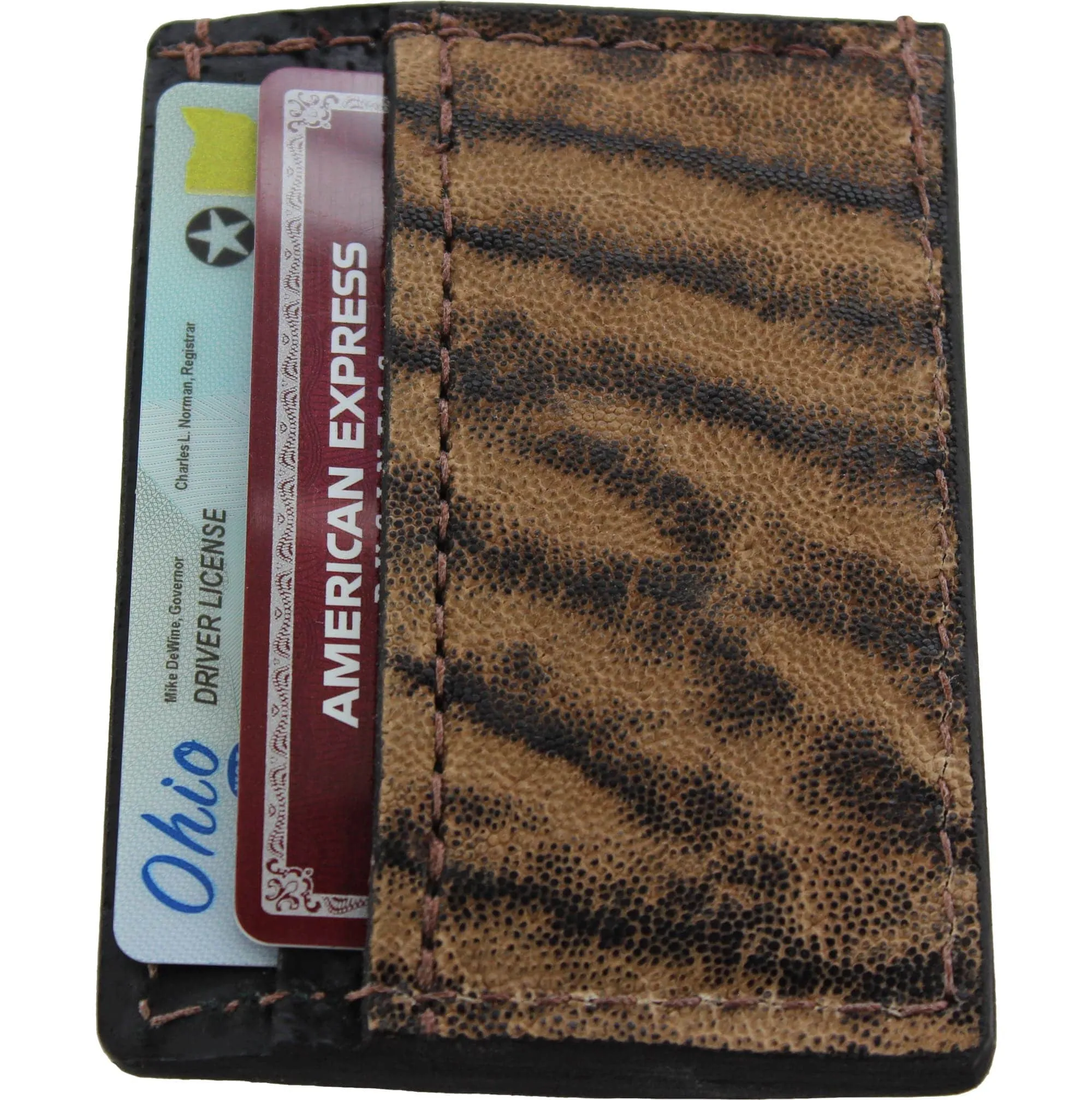 Rustic Brown Elephant Money Clip Wallet With Credit Card Slots