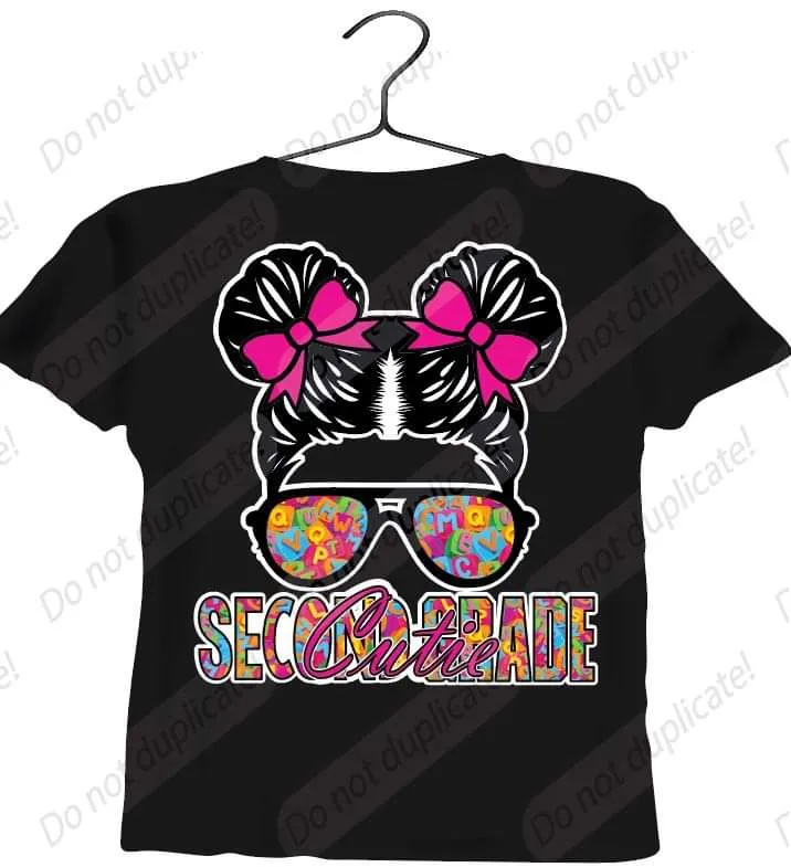 Second Grade Cutie (Two Buns) Vinyl Heat Transfer