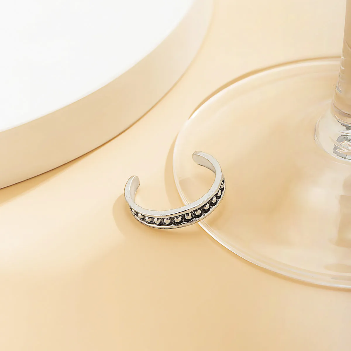 Silver-Plated Milgrain Adjustable Toe Ring