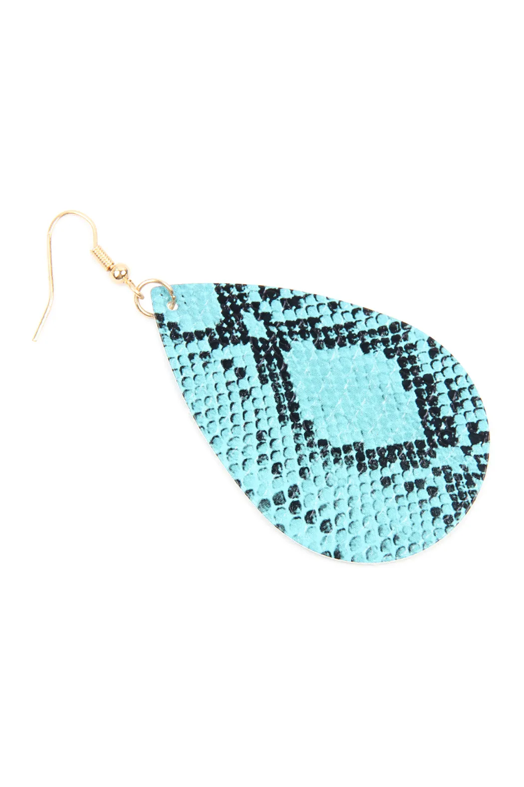 Snake Skin Leather Teardrop Earrings