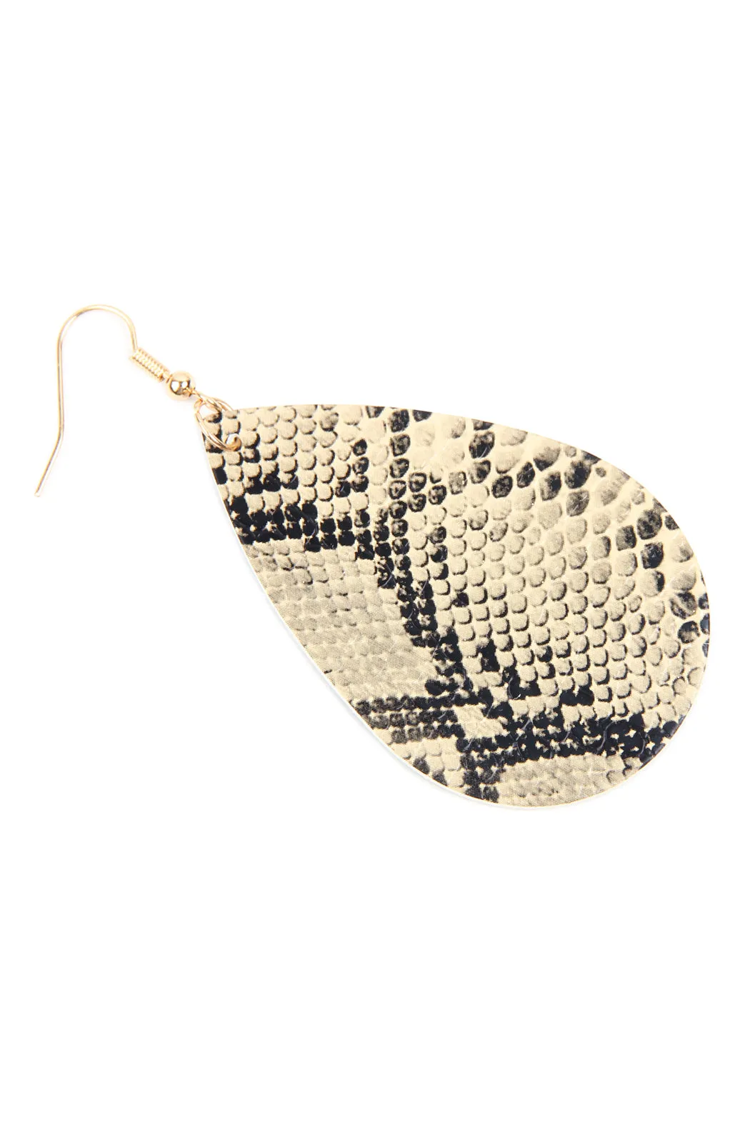 Snake Skin Leather Teardrop Earrings