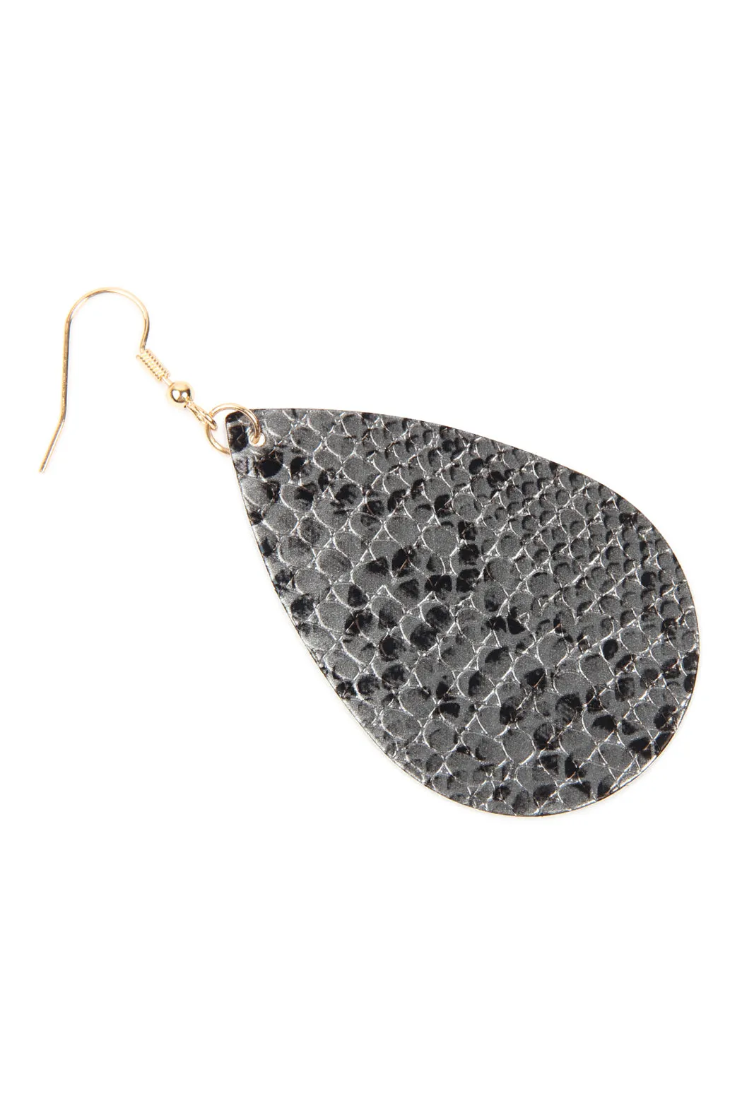 Snake Skin Leather Teardrop Earrings
