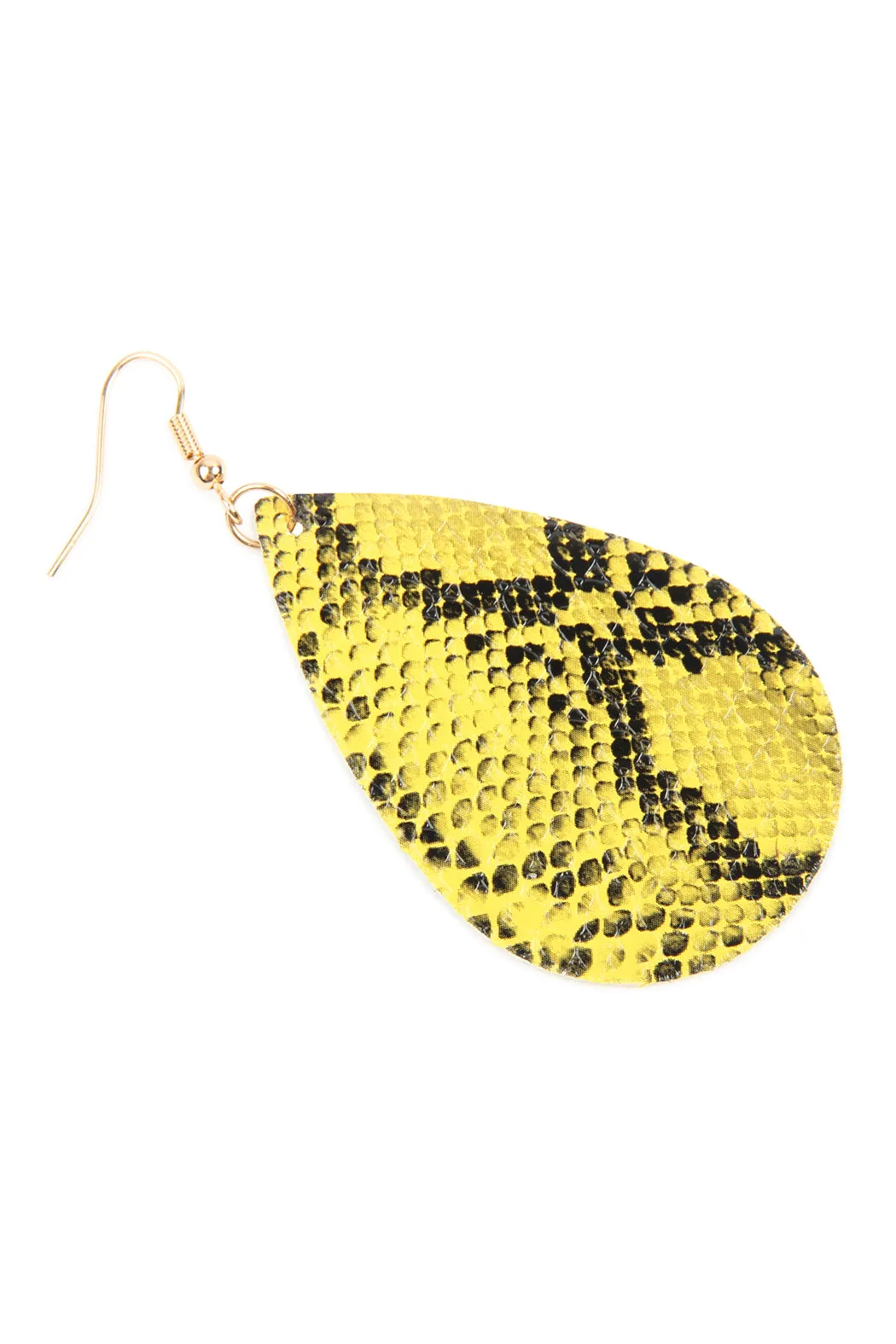 Snake Skin Leather Teardrop Earrings