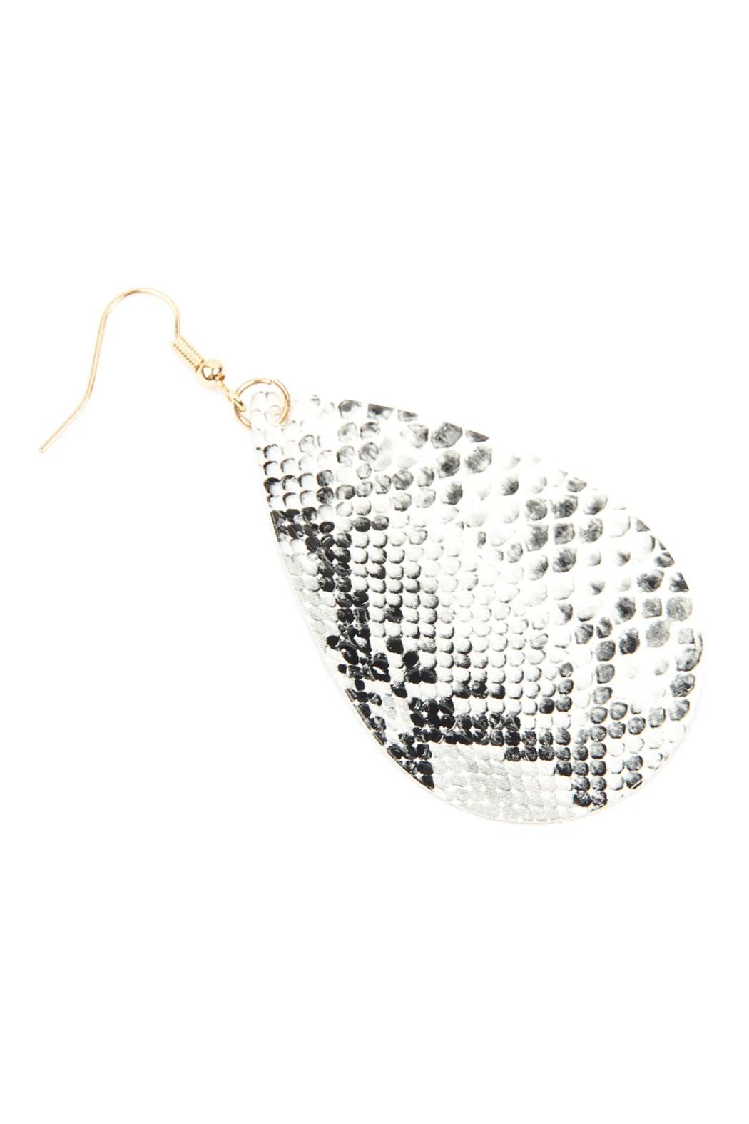 Snake Skin Leather Teardrop Earrings