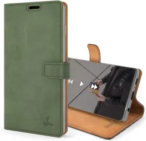 Snakehive Vintage Wallet for Samsung Galaxy S10 || Real Leather Wallet Phone Case || Genuine Leather with Viewing Stand & 3 Card Holder || Flip Folio Cover with Card Slot (Dark Green), Retails $50 