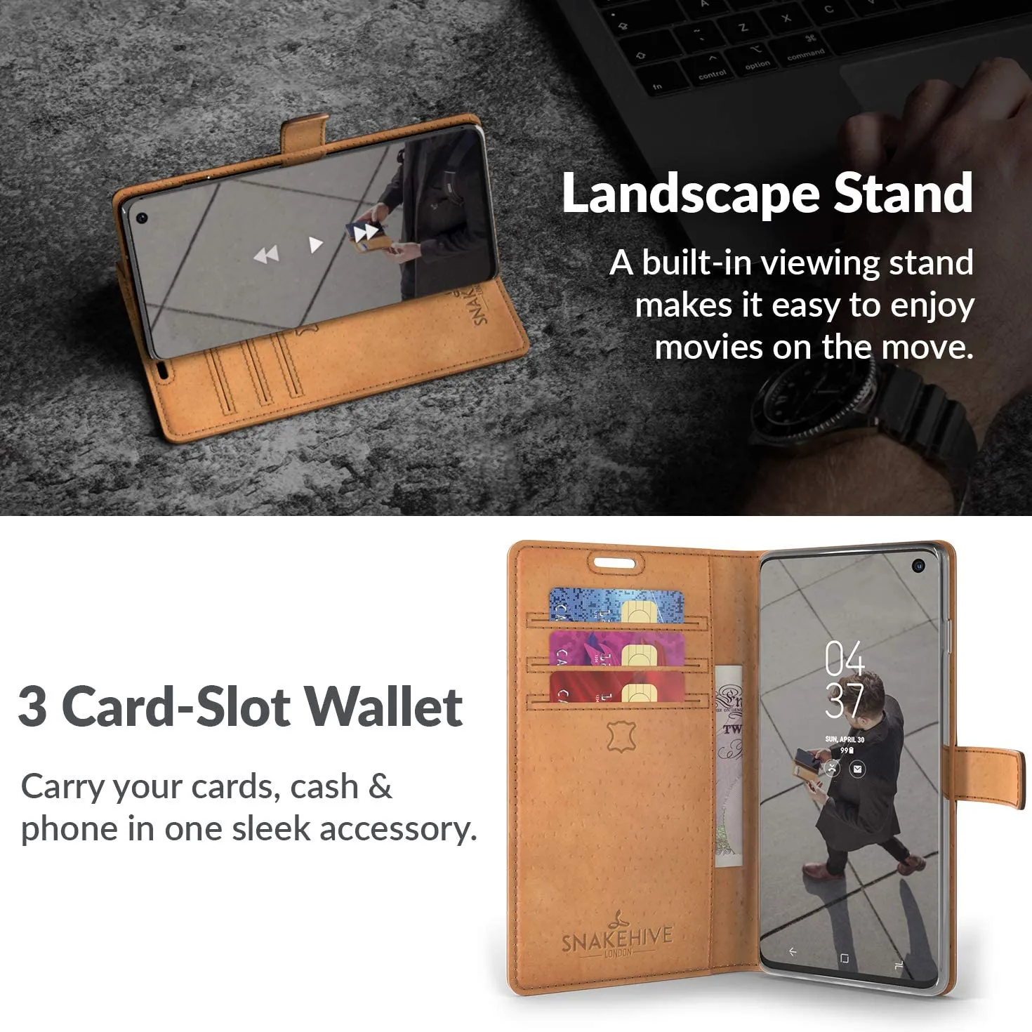 Snakehive Vintage Wallet for Samsung Galaxy S10 || Real Leather Wallet Phone Case || Genuine Leather with Viewing Stand & 3 Card Holder || Flip Folio Cover with Card Slot (Dark Green), Retails $50 