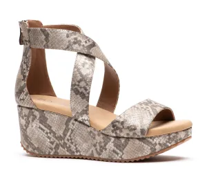 Snakeskin Strappy Wedges