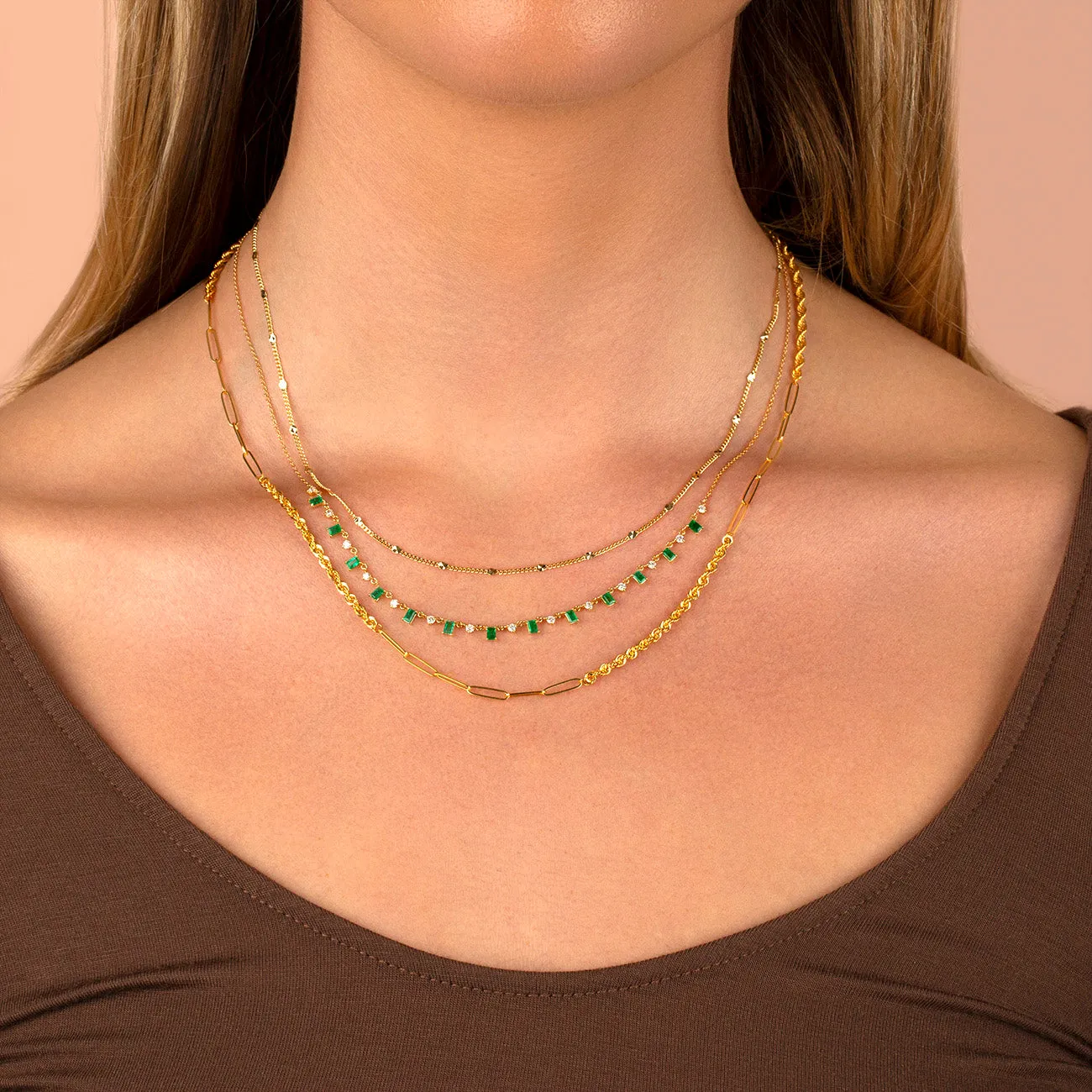 Solid Multi Disc Cuban Necklace 14K