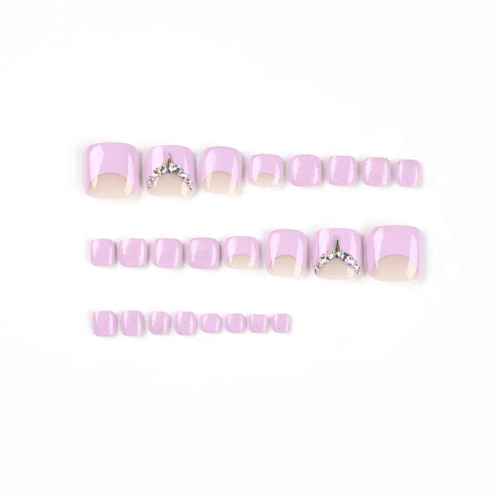 Square Toe Purple Glitter Rhinestones