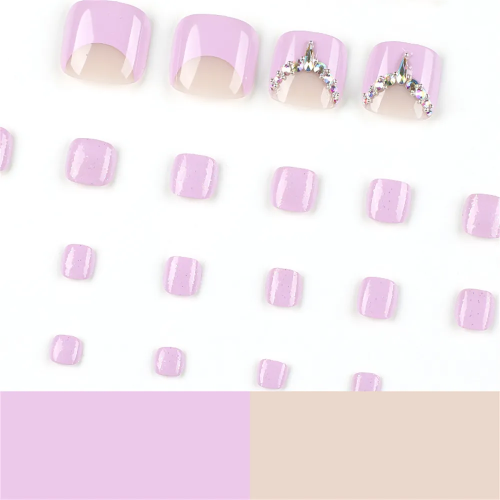 Square Toe Purple Glitter Rhinestones