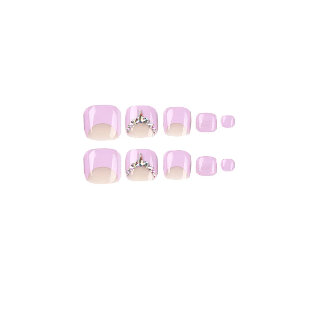 Square Toe Purple Glitter Rhinestones