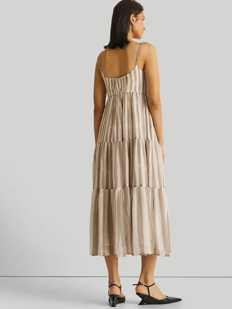 Strappy Ecru Tiered Maxi Dress