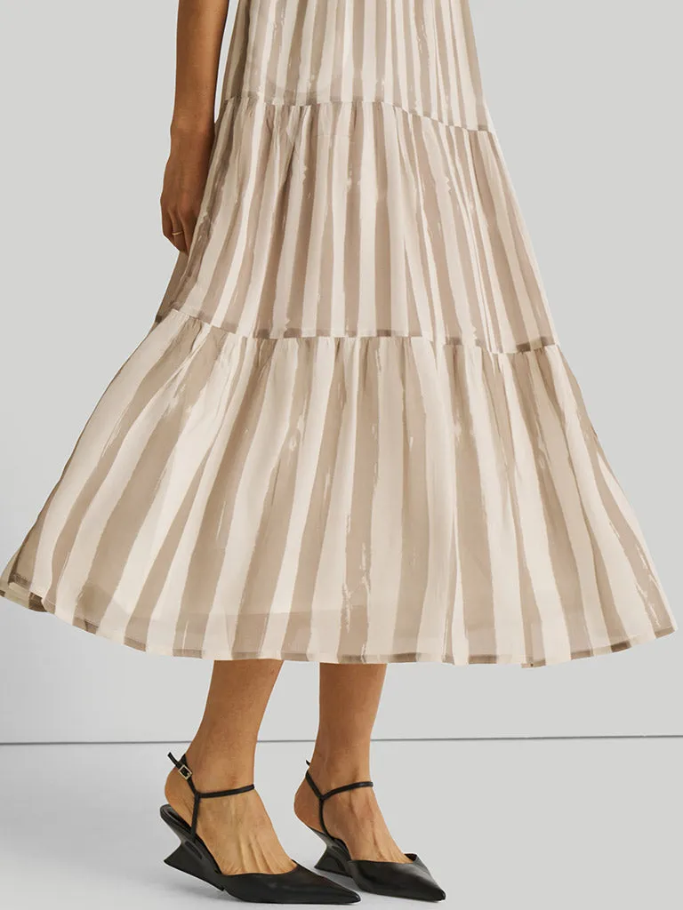 Strappy Ecru Tiered Maxi Dress