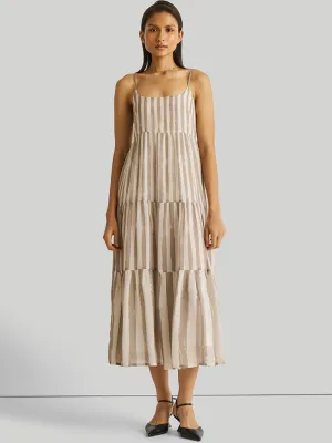 Strappy Ecru Tiered Maxi Dress