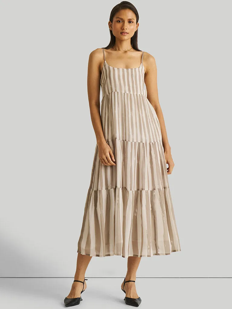 Strappy Ecru Tiered Maxi Dress