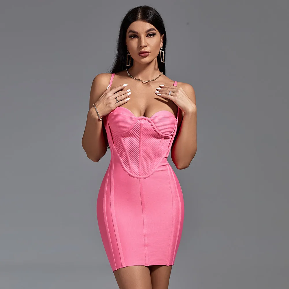 Strappy Mini Striped Bandage Dress