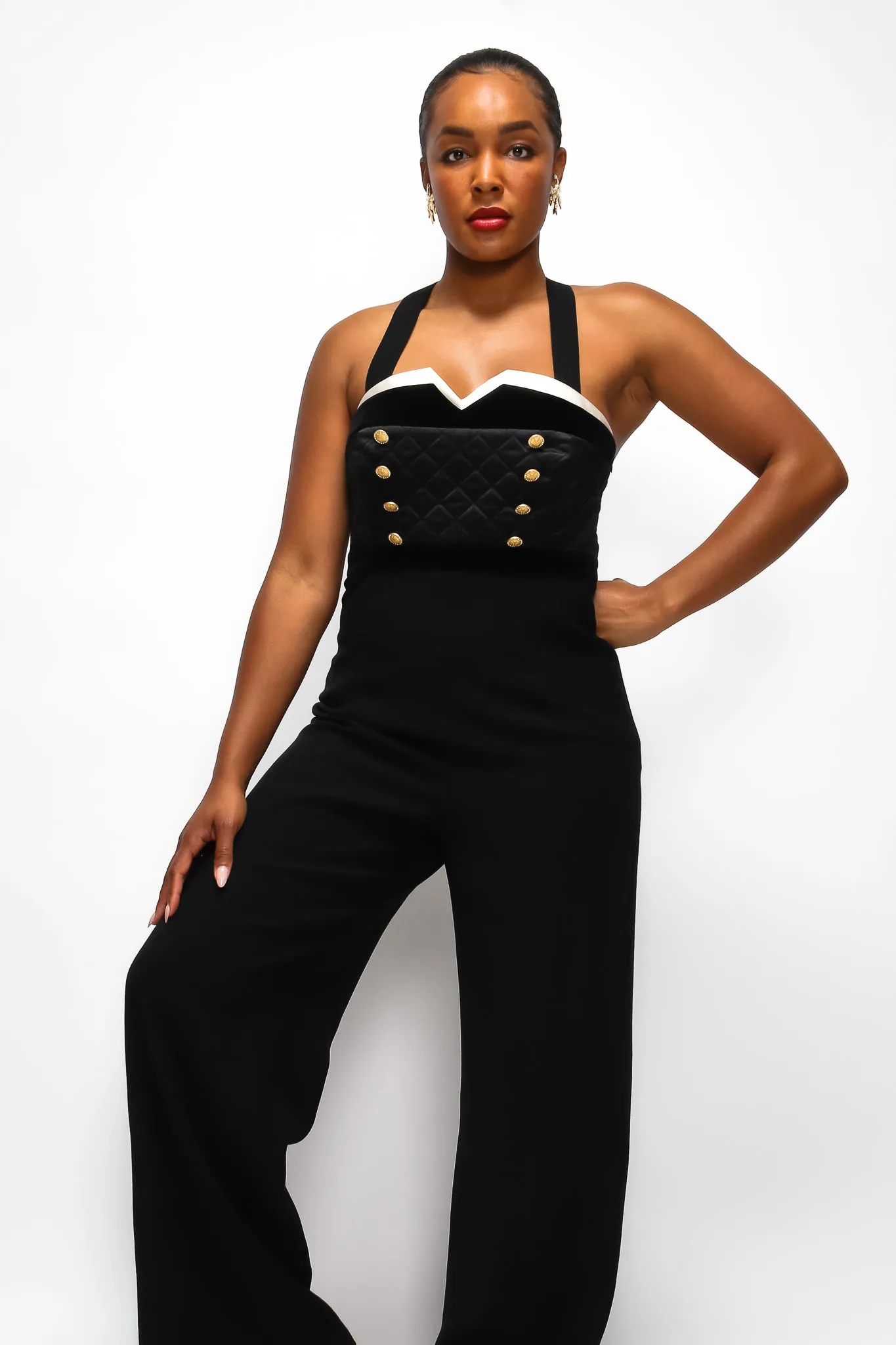 Strappy Quilted Bodice Jumpsuit