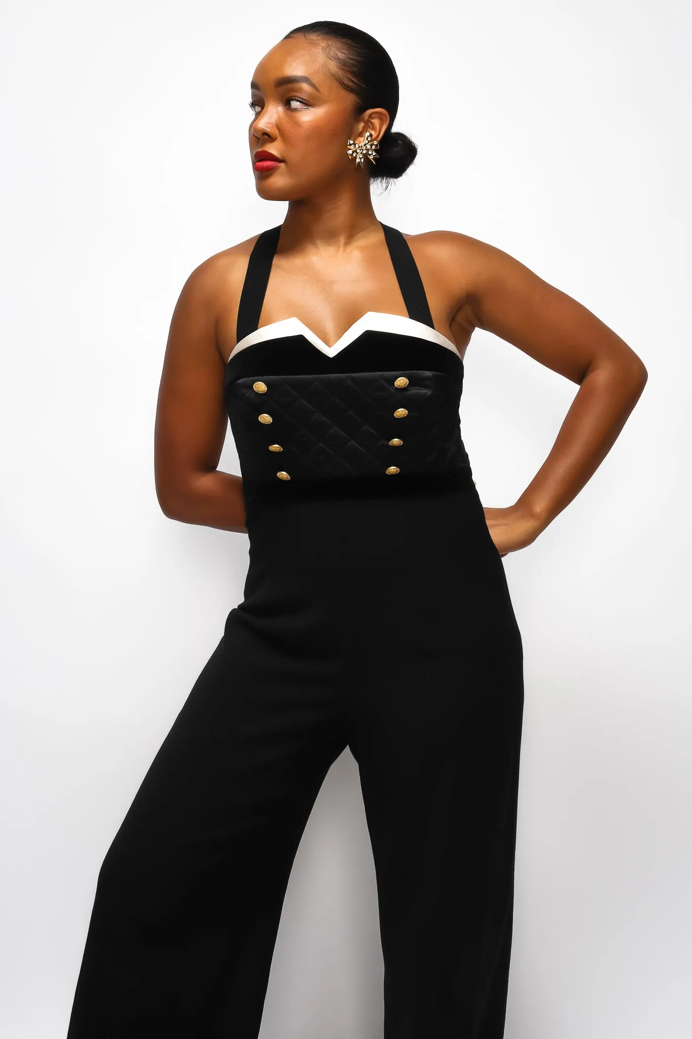 Strappy Quilted Bodice Jumpsuit