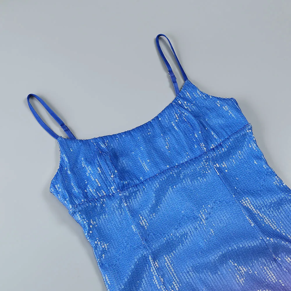 Strappy Sleeveless Gradient Color Midi Dress KLYF1037