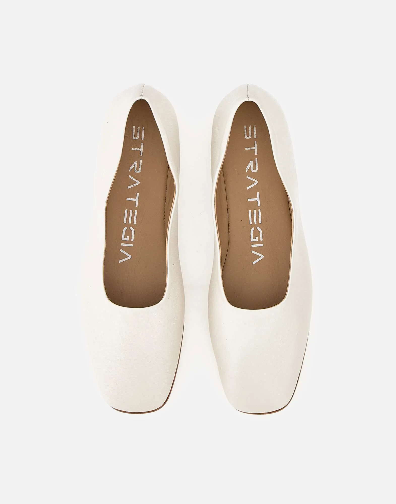 Strategia Kaliko2 White Leather Ballerinas