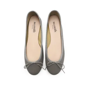 Taupe leather ballet flats
